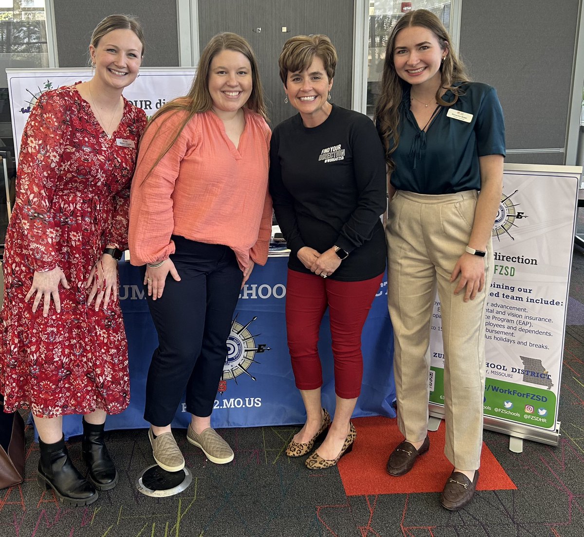 aneill2018's tweet photo. Having a great afternoon @umsl career expo. Even met up with several of our @zumprogress student teachers! Love connecting with #FutureEducators #Work4FZSD #findyourdirection https://t.co/Vyr8zAKxUW