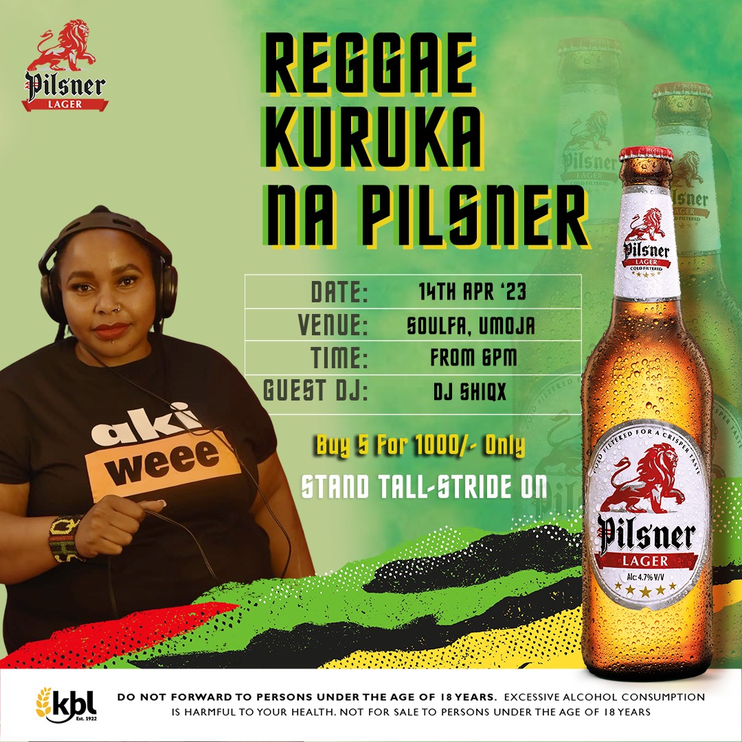 PapsJK's tweet photo. #AD Watu wa Umo mpo?? Well, Pilsner Lager na Reggae ziko pale Soulfa Lounge from 7pm. Turn up and enjoy great vibes with DJ Shiqx as you enjoy your Pilsner Lager at a good price. With 1,000 you'll get 5 bottles. There are also numerous Merchandises to be won. 
#StandTallStrideOn https://t.co/AzQhDqRiMk