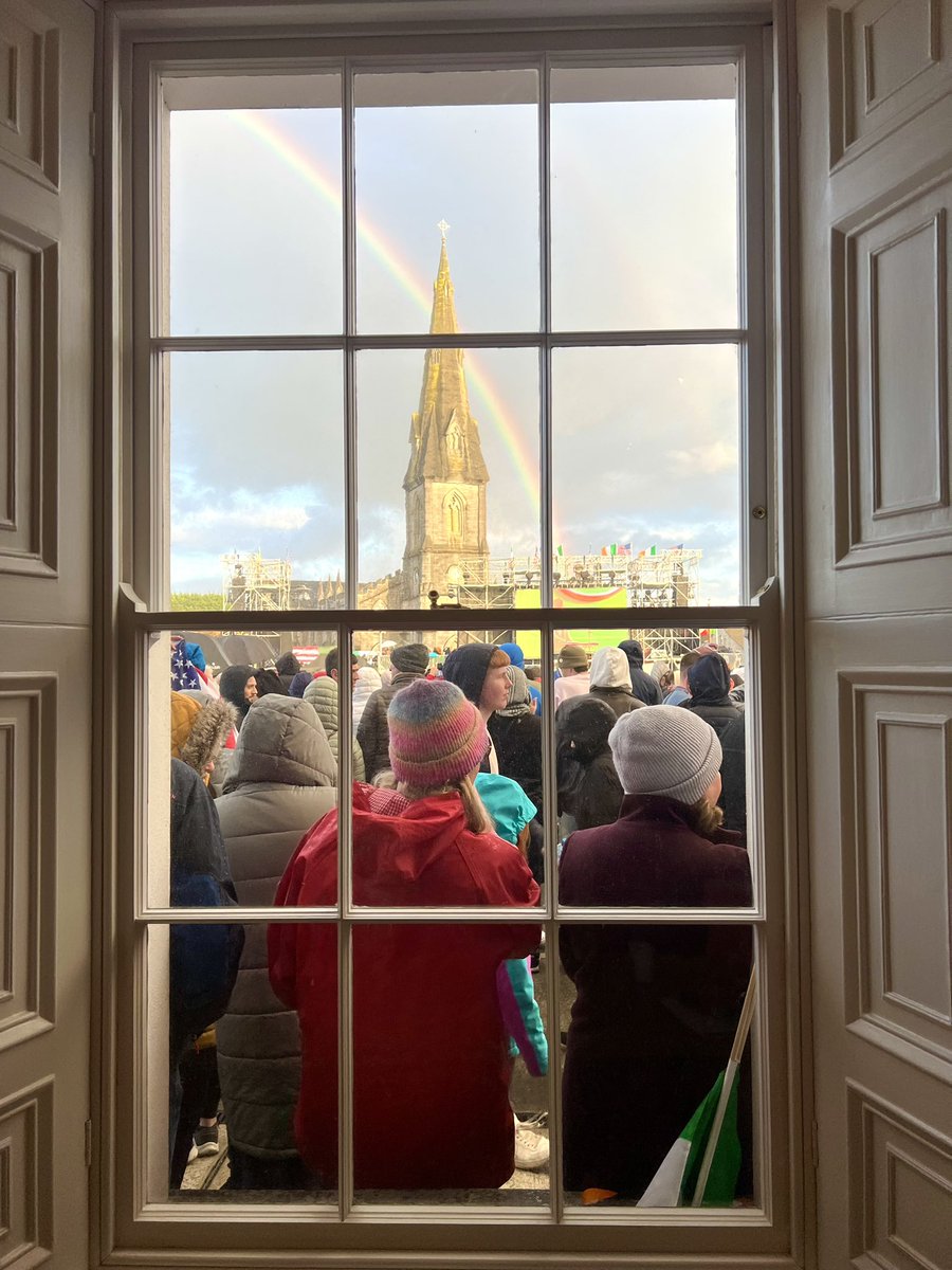 SMurphyTV's tweet photo. Great rainbow over Ballina just now. As the crowd continues to wait 🌈
#BidenVisit @POTUS https://t.co/N1JprnFw5S