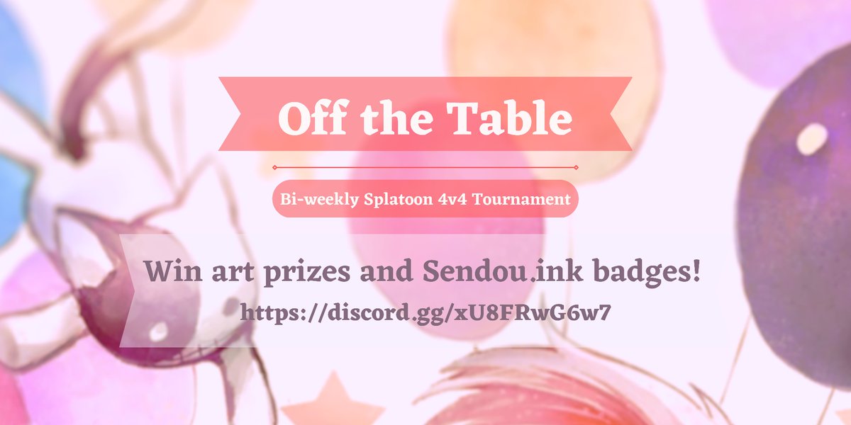 #OffTheTable is Thursday, April 20th at 6pm CST! Join or find a team of 4 and take part in some fun sets full of weapon bans and counterpicks to spice up the competition! Sendou badges and art prizes up for grabs! 

Join here: discord.gg/ZqFN7eqd4V

#Splatoon3 #Splatoon