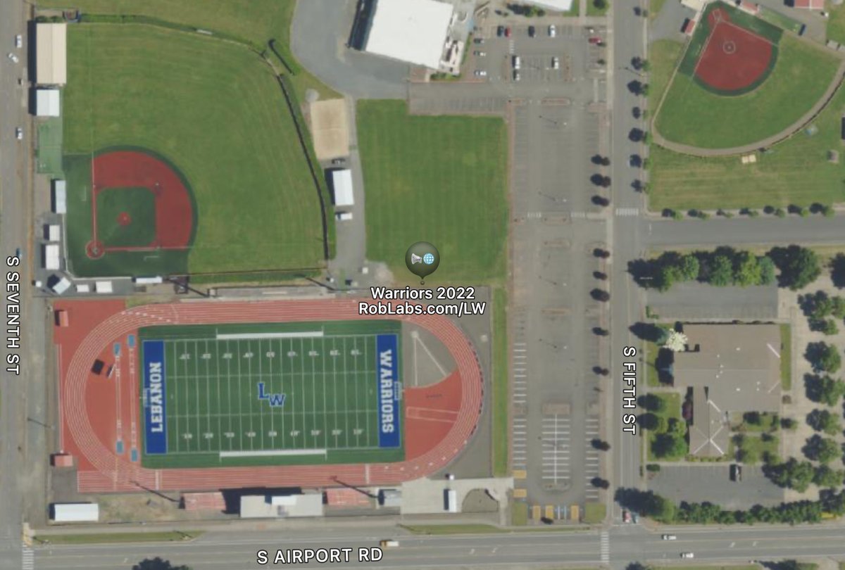 .Aerial imagery of Heath Stadium, Ron Fuller Field, & Croco Field, Lebanon, Oregon.