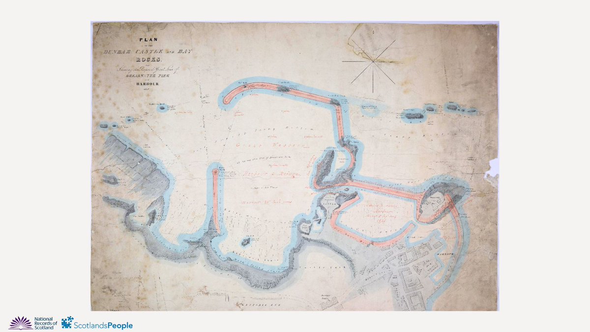 Plan of the bay and harbour rocks at Dunbar Castle, East Lothian, 1837. Search thousands of historic maps and plans from our collections free: from technical drawings and building plans to the layout of canals and crime scenes. Discover more 👇 bit.ly/MapsAndPlans