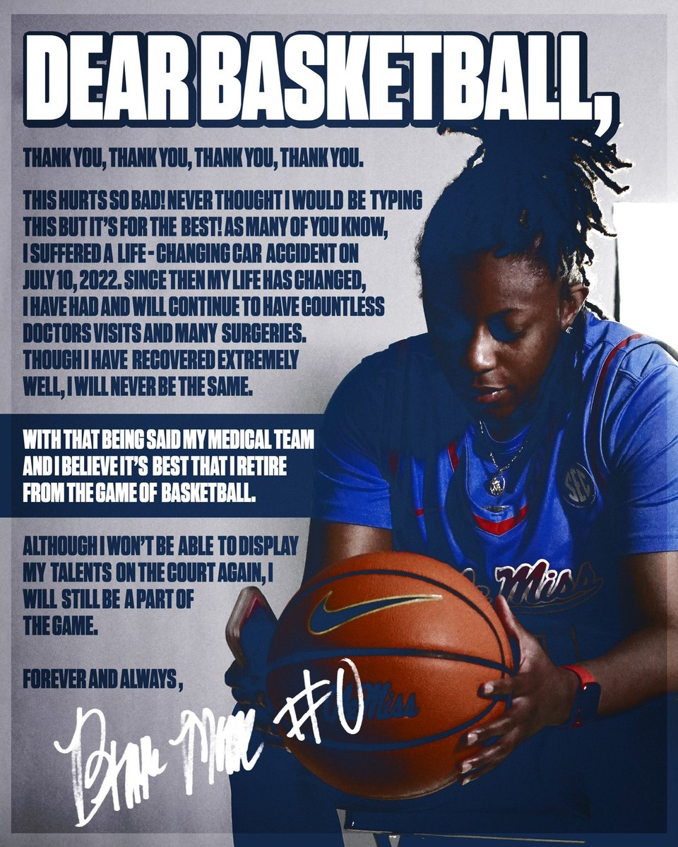 Coach_Brooke's tweet photo. Blessed to see 23, Jordan Year🃏
Crazy how much can change in a year
April 14, 2022, I announced my commitment to The University of Mississippi to play basketball.
April 14, 2023, I am announcing my retirement from basketball.
Thank you to everyone that has supported me https://t.co/jGbPmN2OkI