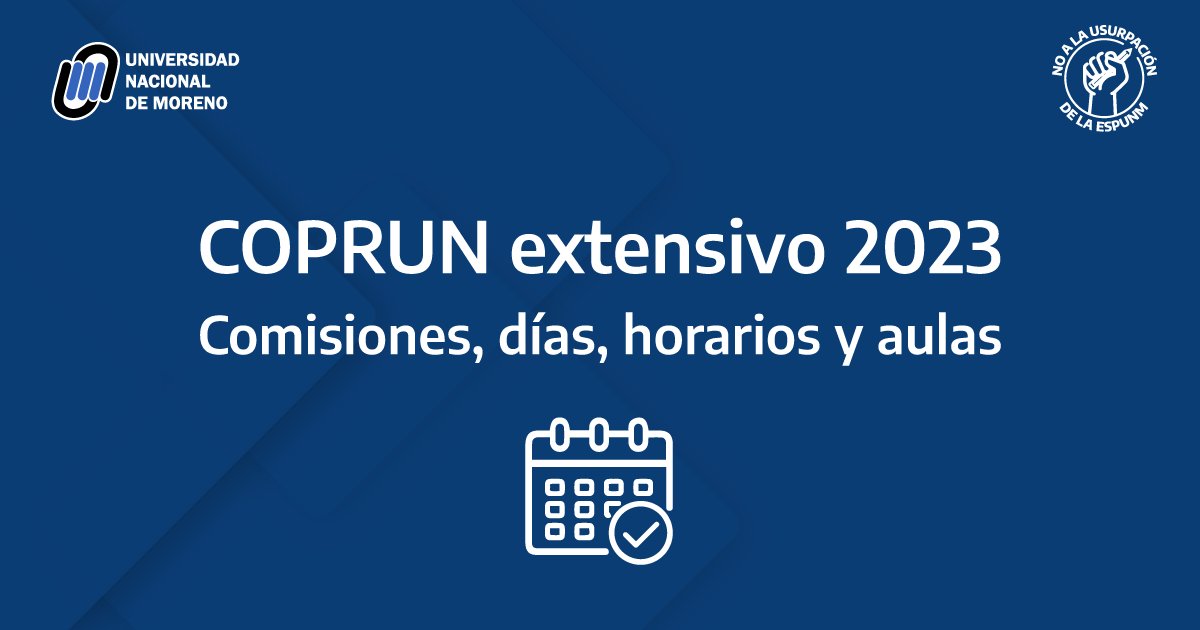 unimoreno's tweet photo. 👨‍💻 #IngresoUNM2023 Ya se encuentran disponibles las comisiones, días y horarios de cursada del #COPRUN extensivo: https://t.co/tluHo8waoE https://t.co/Egm3AokvmY