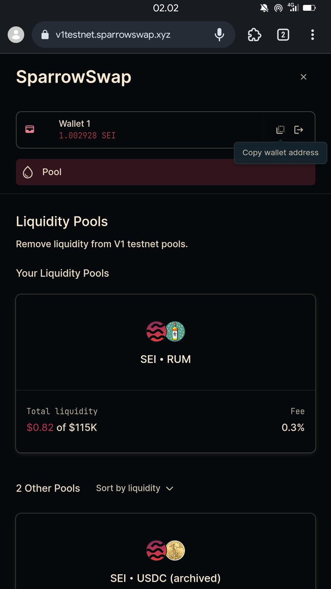 Suimount's tweet photo. wooow, this is amazing, everything runs smoothly, no problems at all, the ui is so cool, not too many colors, this is very cool

#sei
#sparrowswap
#SparrowswapAhoy https://t.co/cO178Efpa1