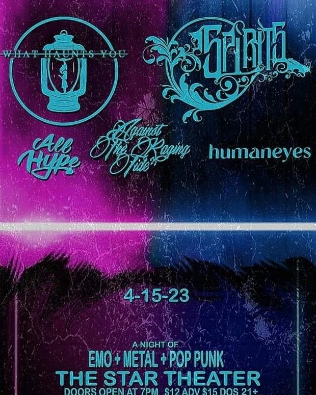 4/15: Show 7:30pm <a href="/atrtmusic/">Against The Raging Tide</a> @spiritsbandofficial @whathauntsyouofficial @humaneyesmusic <a href="/startheaterpdx/">💫Star Theater</a>