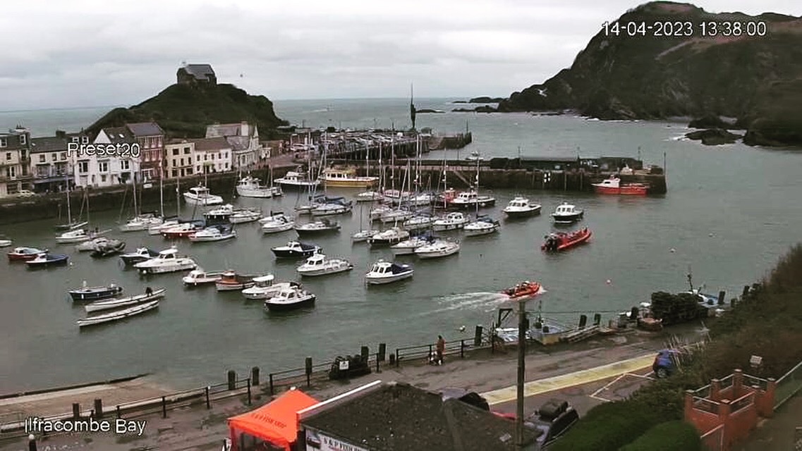 We were tasked at 1:30 this afternoon to a dog reported to have fallen from a cliff at Valley of Rocks. Despite an extensive search on both land and sea, tragically the dog could not be found. The inshore lifeboat returned to the Harbour at 7pm. Image: visitilfracombe.co.uk/webcam/