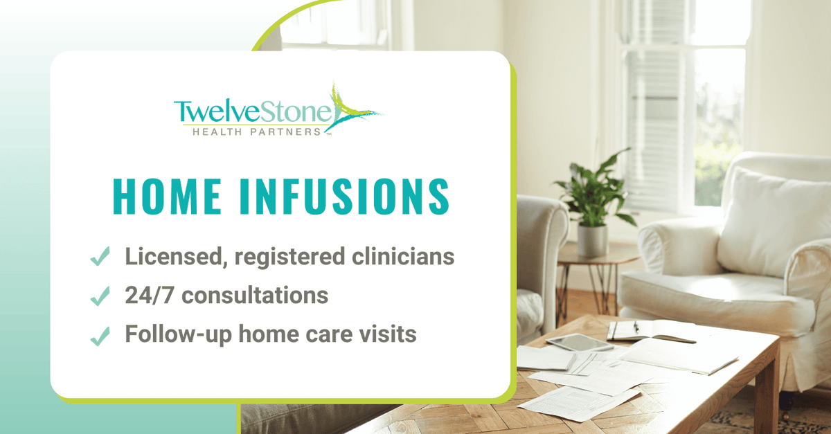 It's hard enough dealing with an illness or injury, but leaving the home to receive treatment can be tough for some patients. TwelveStone Home Infusions provide the same level of care as our infusion centers, but we come to you. Learn more at: bit.ly/40bl20V #infusion