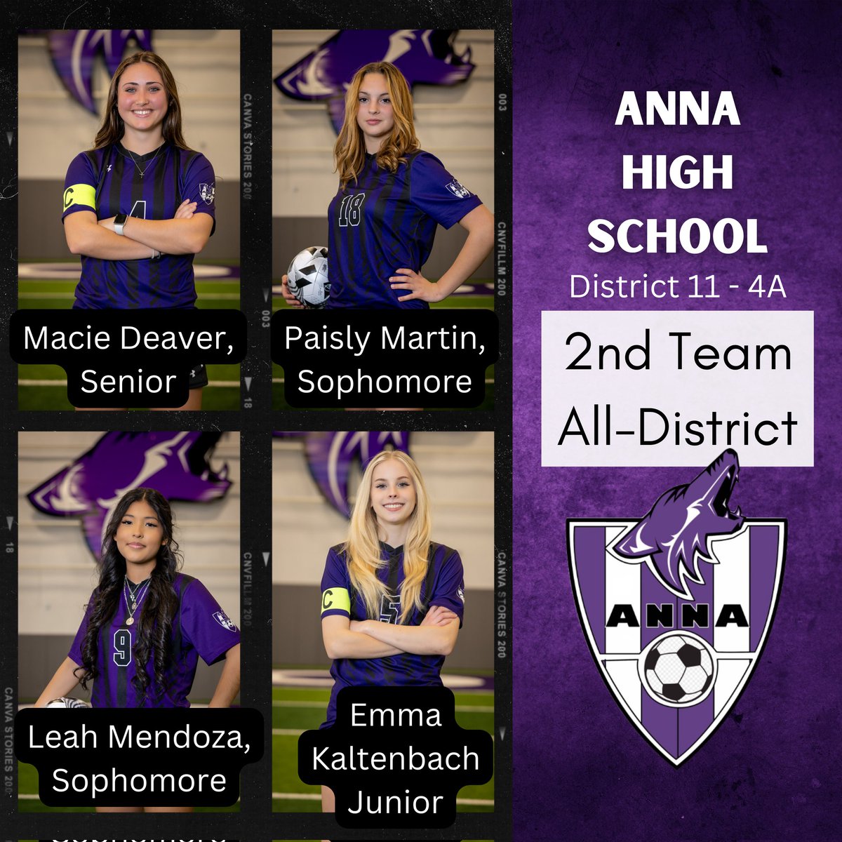 Congratulations, <a href="/DeaverMacie/">macie deaver</a> , Paisly Martin, Leah Mendoza &amp; Emma Kaltenbach! 2nd Team All-District. #ironsharpensiron