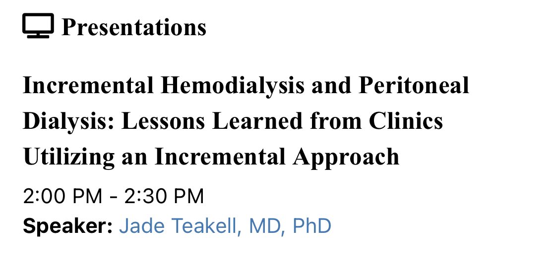 Incremental dialysis by <a href="/jmteakell/">💙🦋 Jade Teakell</a> … so eloquently presented at <a href="/NKF_NephPros/">NKF Nephrology Professionals</a> #NKFClinicals <a href="/UTKidney/">UTHealth Houston Kidney</a>