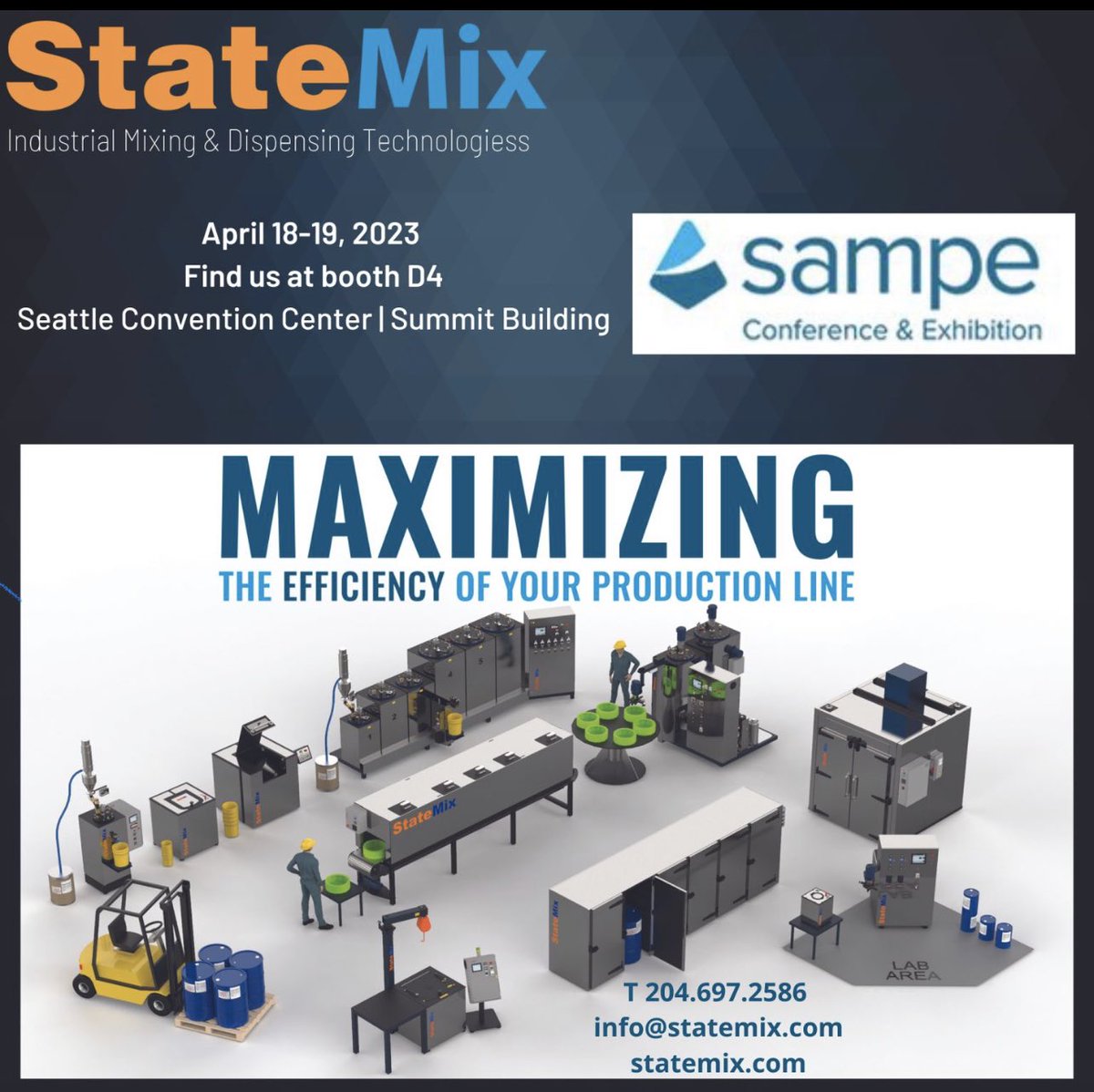 StateMix's tweet photo. Facing unique manufacturing challenges? Look no further than StateMix! We provide customized solutions using polyurethane & specialty materials to improve your productivity. Visit us at SAMPE 2023!
#StateMix #SAMPE2023 #SpaceIndustry #ManufacturingSolutions #Innovation https://t.co/sWtnjgK9iA