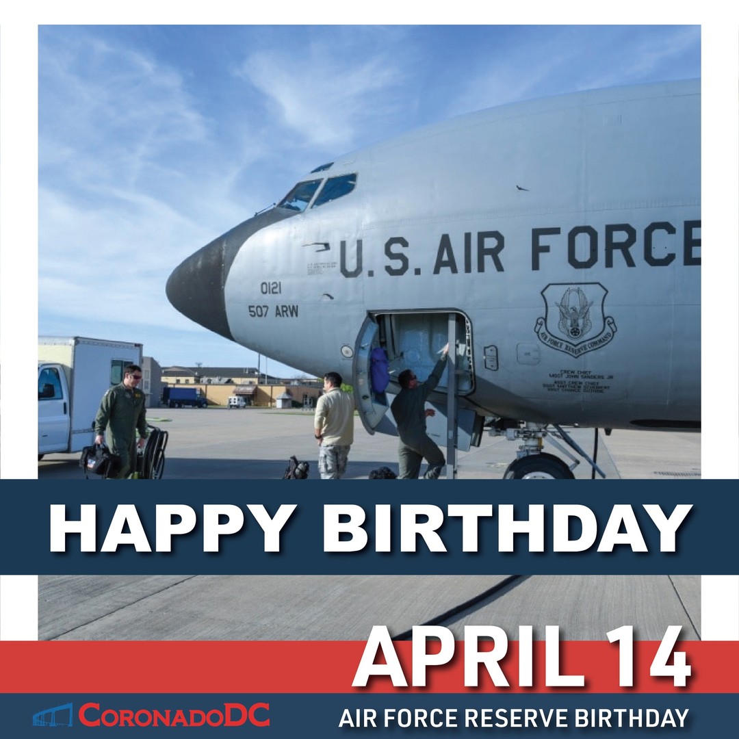 CDistribution's tweet photo. On April 14, we celebrate the 75th birthday of the Air Force Reserve! CoronadoDC is proud to honor those who have served in the active and reserve components of the Air Force and contribute to its rich history. As we mark this special event, let us remember to recognize their inv https://t.co/vNOuVb2TmW