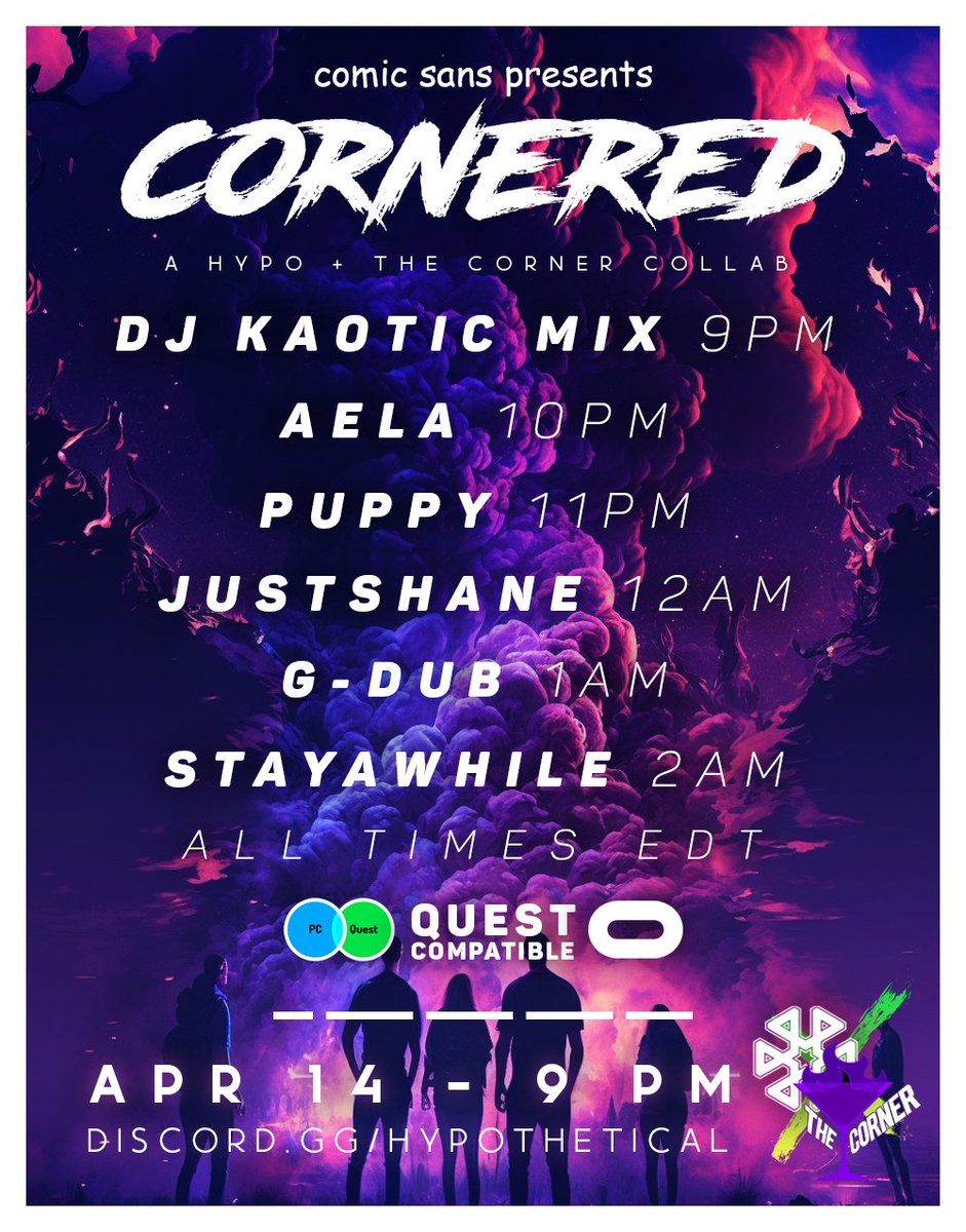 thecornervr's tweet photo. Join us tonight with our friends from @HypotheticalVRC !!! Its gonna be a legendary collab! #cornervr #vrcclubbing #vrcclubs #hypotheticalvrc https://t.co/WslfBUgGhp