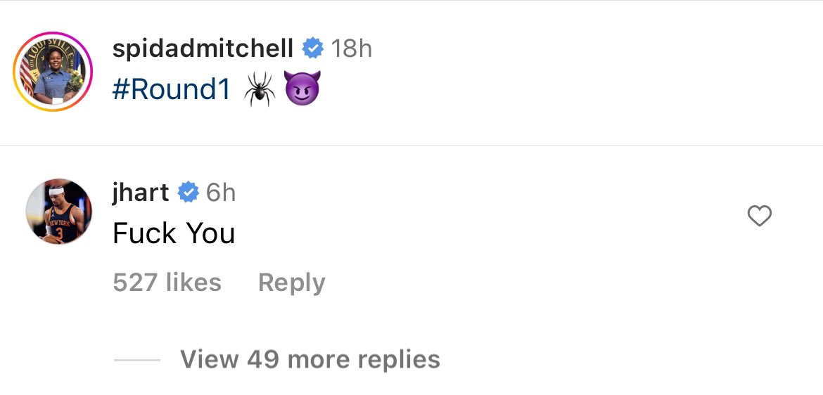 KnicksMuse's tweet photo. Josh Hart on Donovan Mitchell’s Instagram 😂 

(They are friends) https://t.co/gNuO8s2EWM
