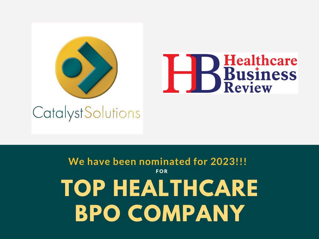 CatalystSolutio's tweet photo. We are delighted to share that Catalyst Solutions has been nominated for the highly esteemed Top Healthcare BPO company award by Healthcare Business Review. We sincerely thank our esteemed clients for their trust and collaboration.  #healthcareBPO #businessprocessoutsourcing https://t.co/HV4VvfnqLz