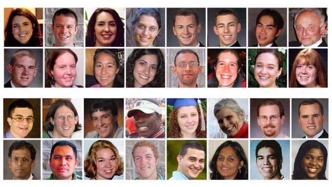 RepDonBeyer's tweet photo. 16 years ago the lives of 32 people at Virginia Tech were cut short by gun violence. Sadly the pain and loss of that day feels too familiar as more communities and schools experience the deadly trauma of mass shootings. We must take action to prevent this from happening again. https://t.co/FGwCjOwo9d