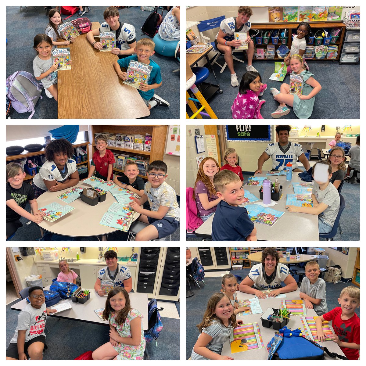 2ndGrLewis's tweet photo. Thank you @AWHSFootball for taking time to read with us today! Go Generals! 💙🤍🏈📖 https://t.co/FuPV6e6m9P