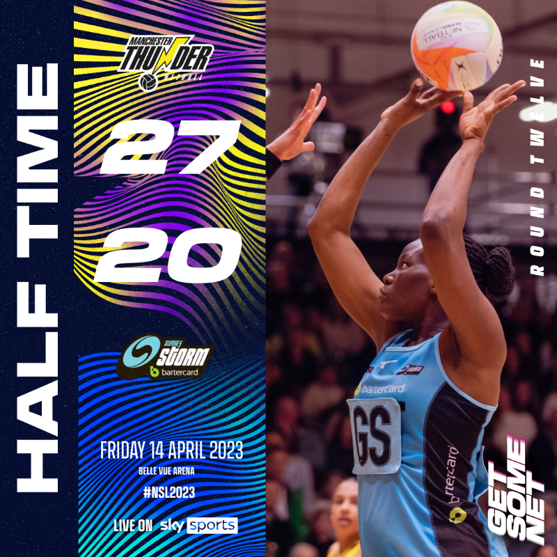 NetballSL's tweet photo. A tale of two h̶a̶l̶v̶e̶s̶ quarters 📕
@thundernetball have come from a draw to take the lead in the opening half of tonight's #FridayNightNetball clash ⛈️
Don't miss a single second of the second half ⬇️