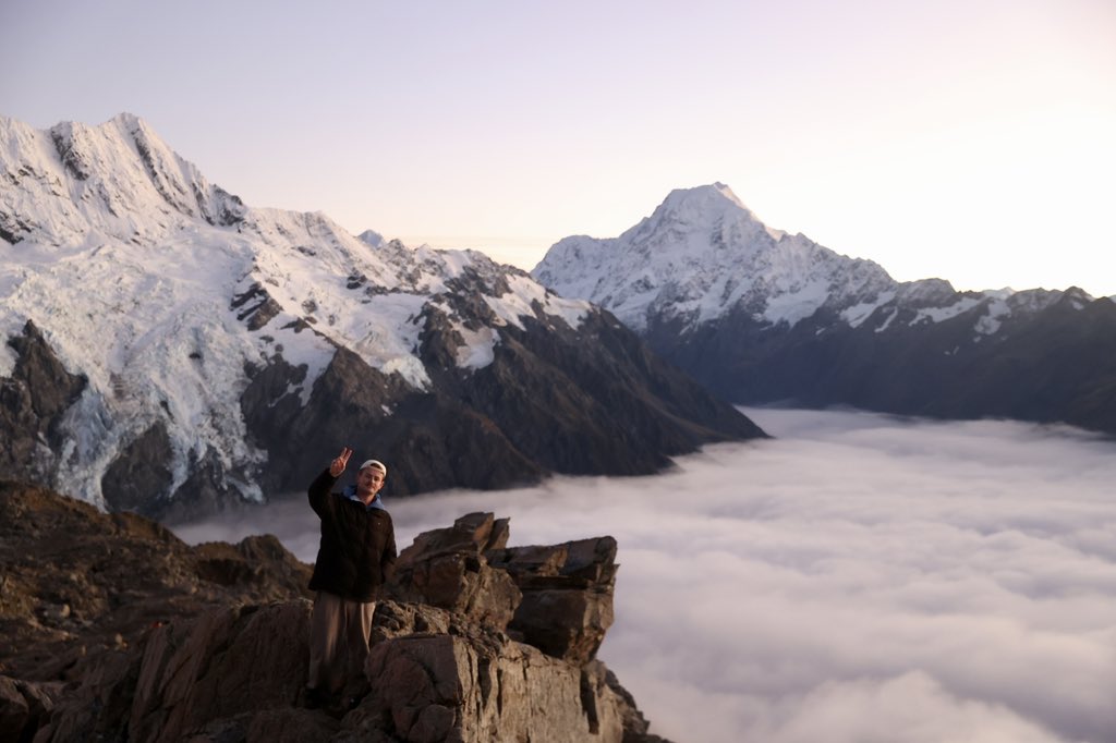 Celebrating a wee nom at the top of a mountain.