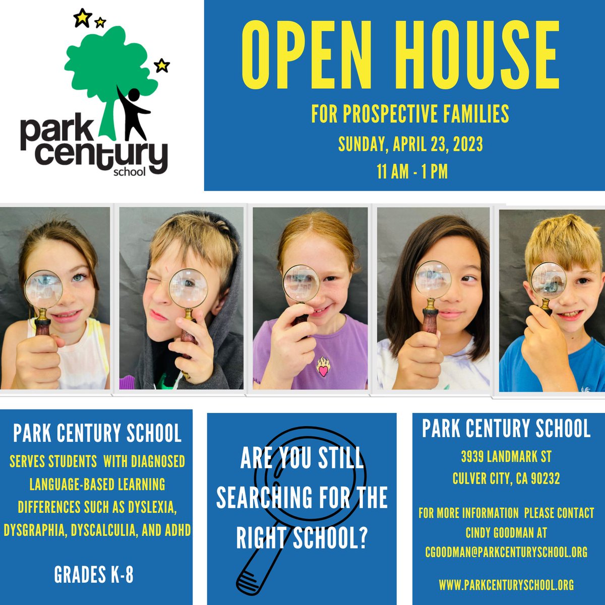 Open House for Prospective Families!  Come visit Park Century ( parkcenturyschool.org ), which serves students with diagnosed language-based learning differences such as dyslexia, dysgraphia, dyscalculia, and ADHD for grades K-8. Please RSVP: linktr.ee/parkcenturysch…