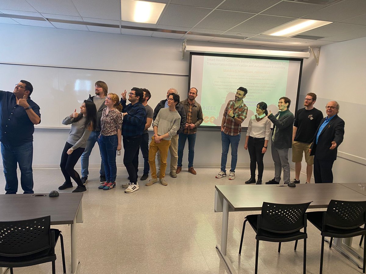 electrifiedshel's tweet photo. A terrific turnout today at the @ieee_ies #DistinguishedLecturer (DL) talk at ETS-Montreal. Thanks to Prof. Kamal Al-Haddad for organizing a great event. We discussed the @OT_STEER group’s recent work on #batterysafety, #charging, #powerelectronics, #emobility, and #DigitalTwins. https://t.co/QDiOwhD9cN