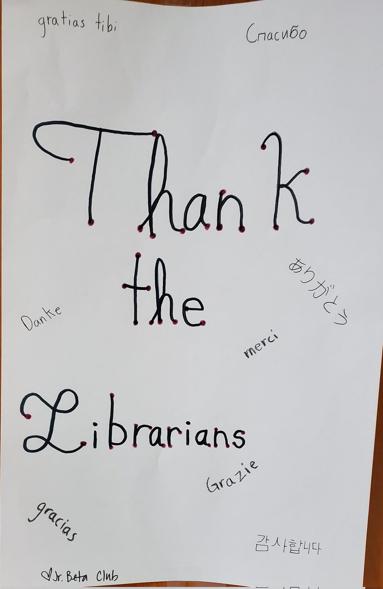 MBBennettLMS's tweet photo. April is National Library Month.  I loved seeing these signs on my library door.  They were from the SJM Jr Beta Club.

#TheStJamesWay #SJMSharpSharks #HCSLibraryMedia https://t.co/xJ7SqTeJbJ