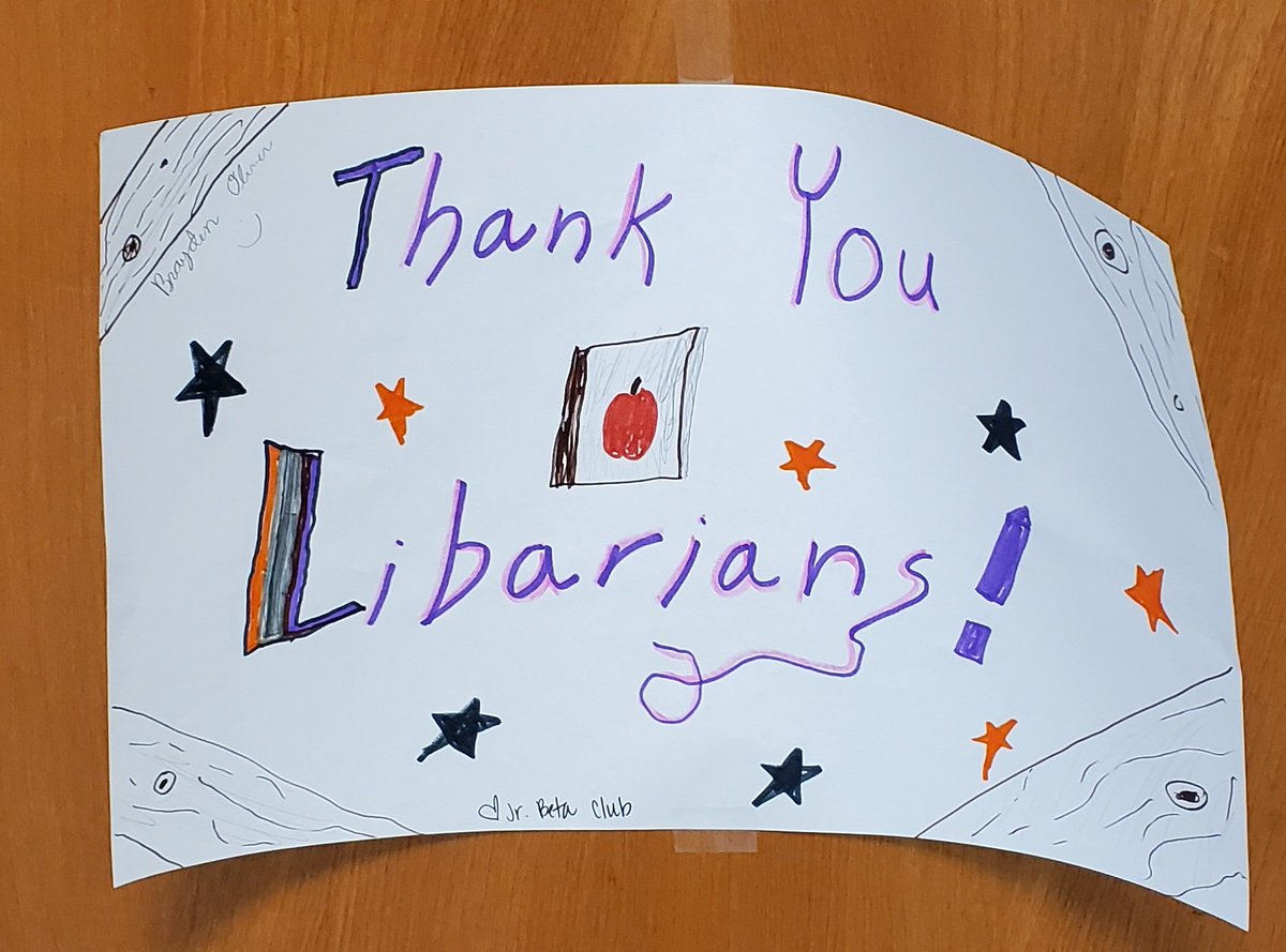 MBBennettLMS's tweet photo. April is National Library Month.  I loved seeing these signs on my library door.  They were from the SJM Jr Beta Club.

#TheStJamesWay #SJMSharpSharks #HCSLibraryMedia https://t.co/xJ7SqTeJbJ