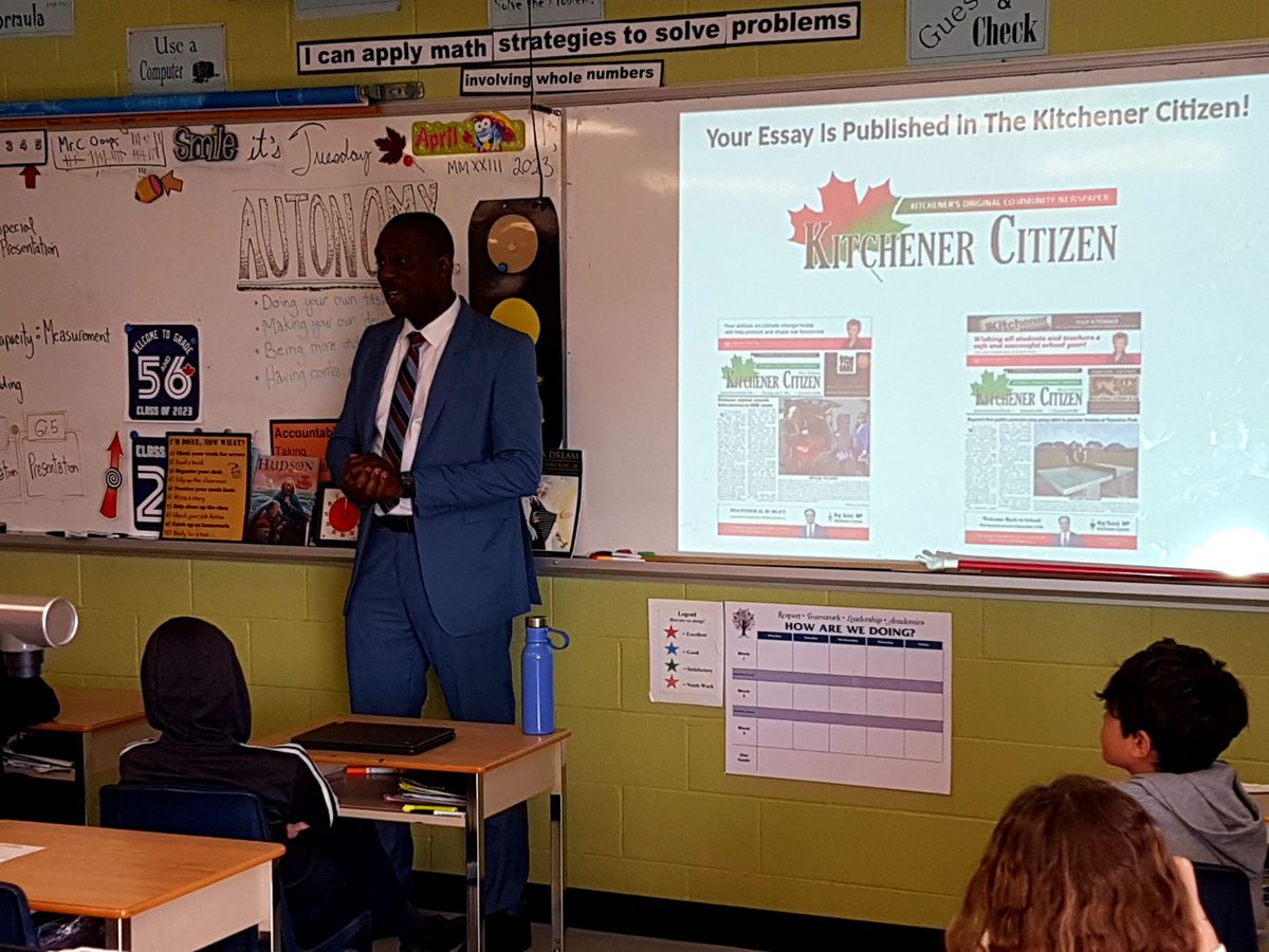We were very pleased to welcome Ward 5 councillor Ayo Owodunni to WTT this week! Our Grade 5/6 class got to learn about local government and the balance between demand for services and budget realities. Thank you for coming!!