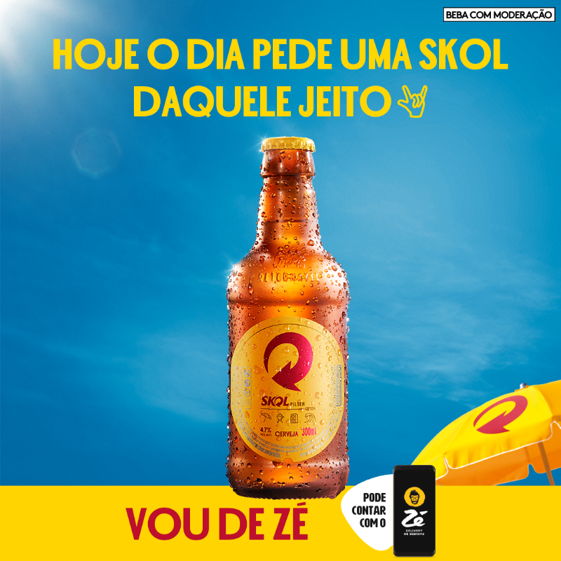 skol's tweet photo. Com aquela Skolzinha na mão tudo fica melhor, né? É só pedir pelo @zedelivery, que chega rapidinho e geladinha. Tá esperando o quê?

#BebaComModeração