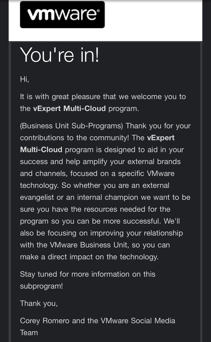 vSeanLambert's tweet image. Great way to start the weekend! Congrats my fellow #vExperts!! #multicloud