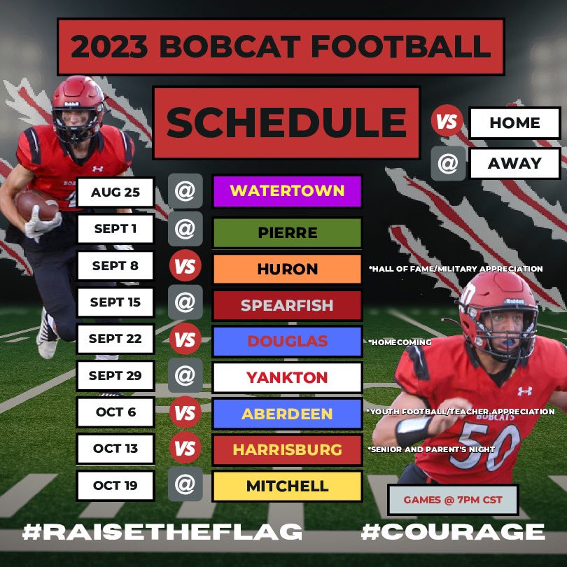 OUR FINAL 2023 GAME SCHEDULE WITH OUR THEME NIGHTS IS COMPLETE! WE WILL SEE YOU THERE! 
#courage #rtf #onebrookings