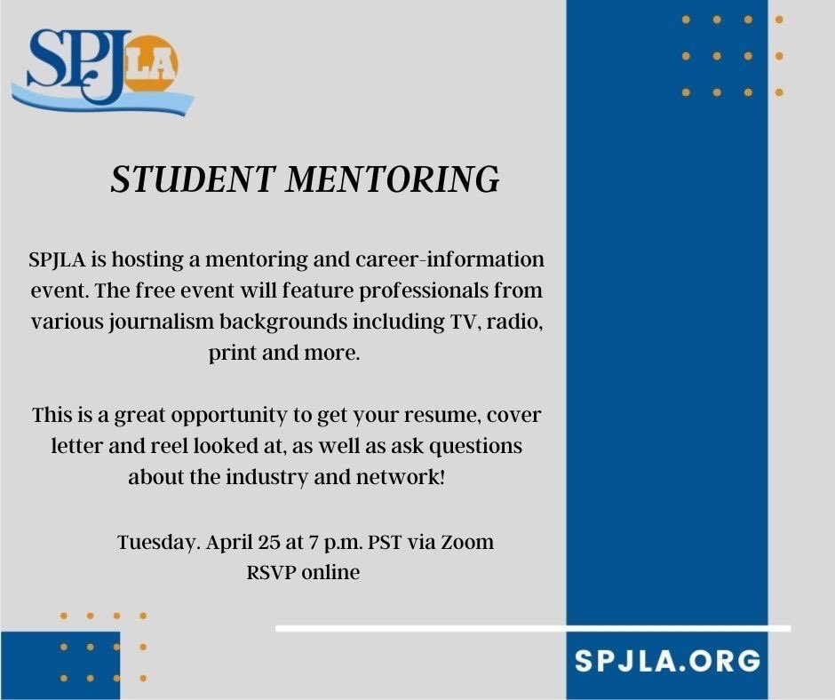 SPJLA (@spjla) on Twitter photo Don’t miss out, RSVP now at spjla.org/events <a href="/CSUNJournalism/">CSUN Journalism</a> <a href="/spj_tweets/">Society of Professional Journalists</a> <a href="/SPJxCPP/">Cal Poly Pomona | SPJ</a> <a href="/commCSUF/">College of Communications</a> Don’t miss out, RSVP now at spjla.org/events <a href="/CSUNJournalism/">CSUN Journalism</a> <a href="/spj_tweets/">Society of Professional Journalists</a> <a href="/SPJxCPP/">Cal Poly Pomona | SPJ</a> <a href="/commCSUF/">College of Communications</a>