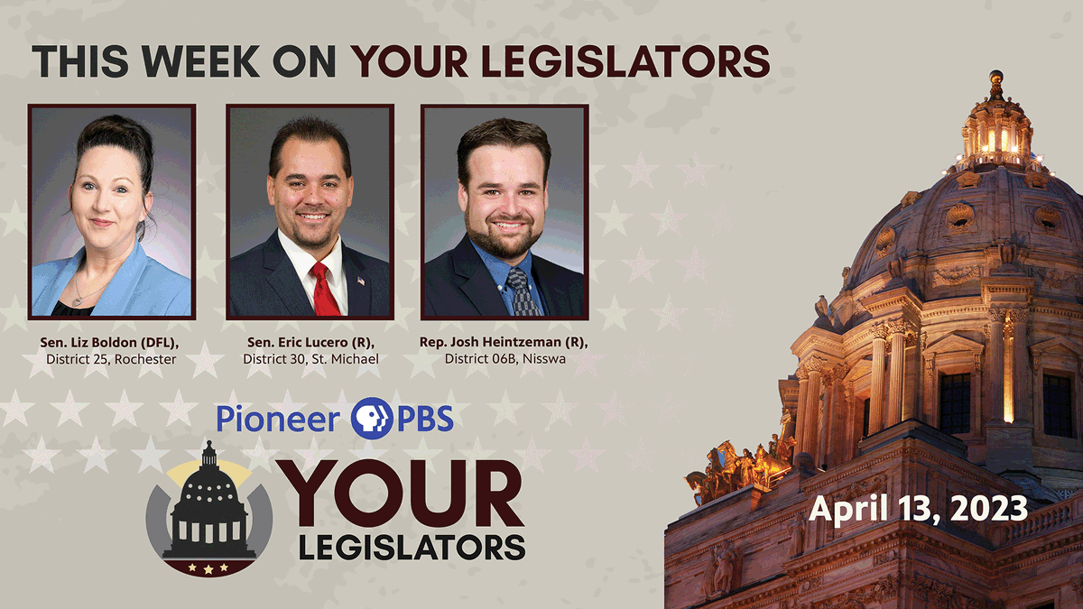 YourLegislators's tweet photo. Watch the latest #YourLegislators featuring Sen. Liz Boldon (DFL) District 25, Rochester; Sen. Eric Lucero (R) District 30, St. Michael; and Rep. Josh Heintzeman (R) District 6B, Nisswa
#MnPolitics #PBS #PioneerPBS #MnLeg #minnesotapolitics 

Watch now: https://t.co/IrS3j9Inxp https://t.co/HA5Nt7FrRb