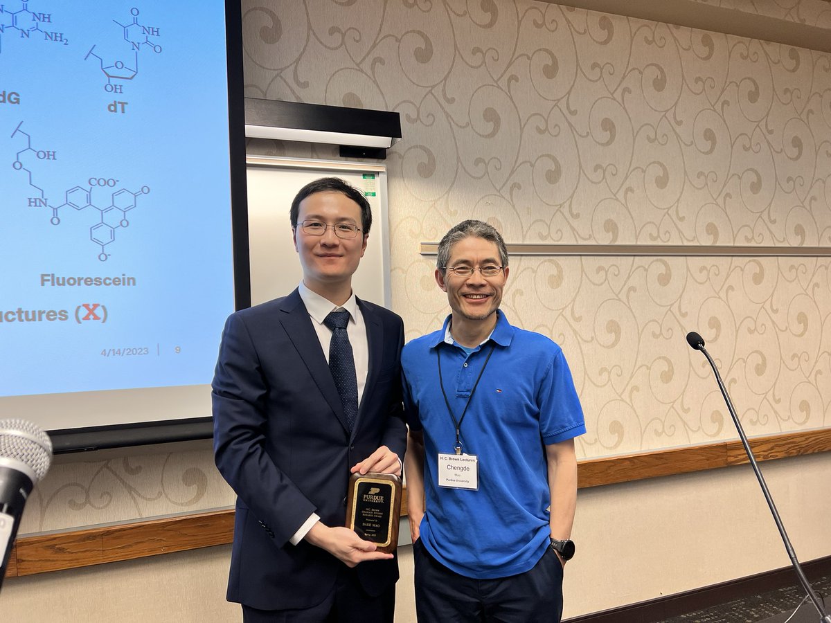 Jianguo Mei @ Purdue (@jianguo_mei) on Twitter photo Dake Mao from <a href="/TheMaoLab/">Mao Group (Purdue University)</a> is recognized with a Brown Graduate Student Research Award. Congrats! DNA technology rocks. Dake Mao from <a href="/TheMaoLab/">Mao Group (Purdue University)</a> is recognized with a Brown Graduate Student Research Award. Congrats! DNA technology rocks.