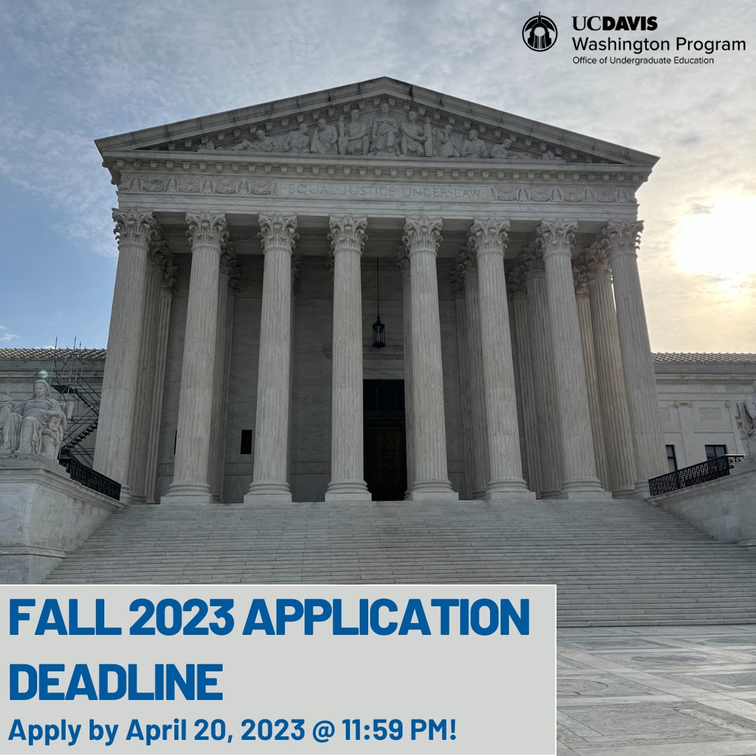 ucdwashington's tweet photo. Only a few days left before our Fall 23 Application deadline on Thursday, April 20! Check our website for more details.

#UCDC #UCDavis #Davis #UCD #UCDavislife #OurUCDavis #goags #aggies #ucdavisaggies #college #student #transfer #ucdavisgrown #WashingtonDC #internship https://t.co/p2A3ufWebh
