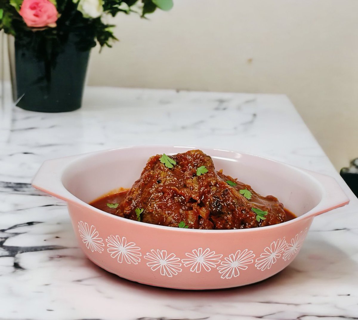 Just cooked up Midge's famous brisket to celebrate Season 5 of The Marvelous Mrs. Maisel! Channeling my inner Midge with fabulous fashion and pink Pyrex, it's a marvelous feast to remember! 💖👗 #MrsMaisel <a href="/MaiselTV/">The Marvelous Mrs. Maisel</a> #MidgeBrisket #Season5 #VintageVibes