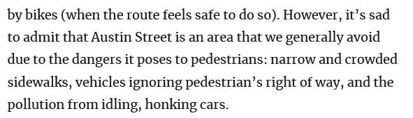 ASaferAustinSt's tweet photo. This is something we hear often around the neighborhood, especially from new parents. We've also heard from businesses how they feel they're getting fewer and fewer people each year. 

We can't continue to ignore this! #FixAustinStreet @Lynn4NYC @NYC_DOT 

https://t.co/8zn7WGsUZ2 https://t.co/3TMyTX4uhC