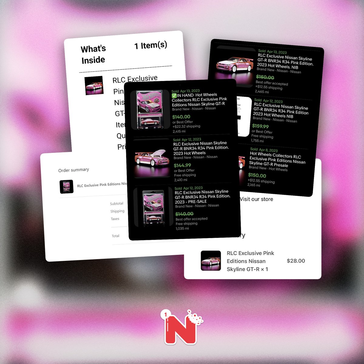 Once again, Nibble's users have feasted on this Hot Wheels Collectors RLC Pink Editions Nissan Skyline GT-R release 🤯

With a retail price of $28, these are now selling for over $150, making easily $100+ of profit for each collectible 🤑

Signup to join Nibble now (link in bio)!
