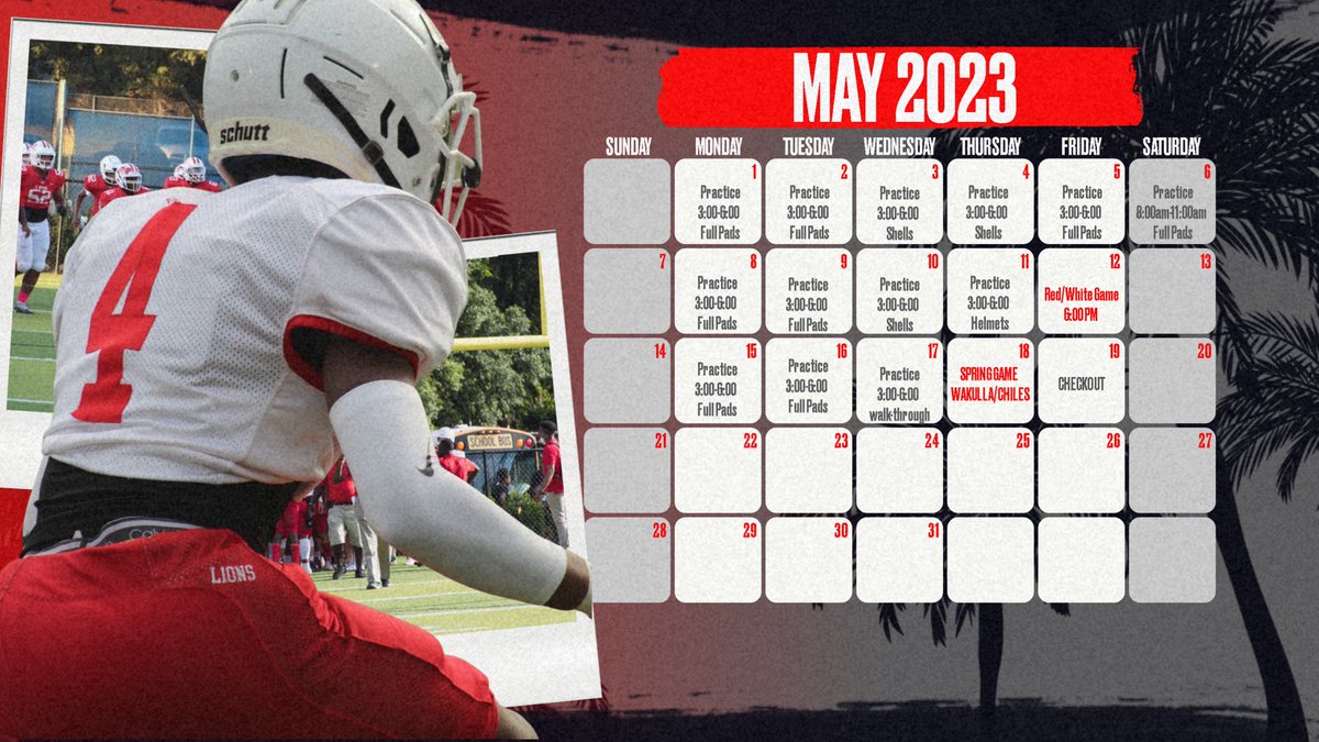 Spring practice schedule!