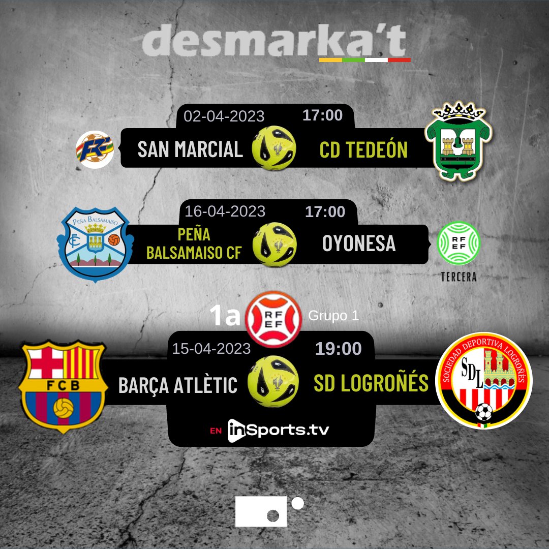 Partidos de la semana equipos Desmarka't #LaRioja

#1aRFEF #3aRFEF #PrimeraFederación