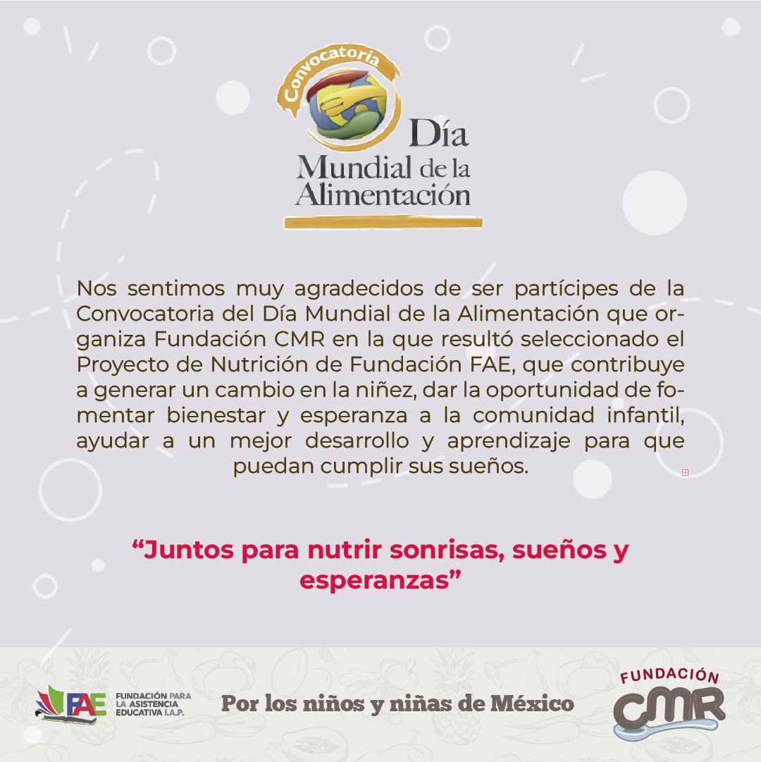 Hoy queremos contarles sobre <a href="/fundacionfae/">FUNDACIONFAE</a>, uno de los ganadores de nuestra convocatoria de "Día Mundial de la Alimentación 2022" 🏆

Gracias a nuestra convocatoria, estaremos apoyando en conjunto a 250 niñas y niños para que puedan tener un sano desarrollo y aprendizaje.