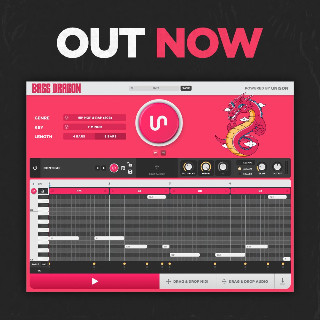 Unison (@unisonaudio1) on Twitter photo Instantly generate unlimited fire Basslines/808s in 30 genres of music.
Get your hands on this exclusive plug-in via the link in our bio now. 🐉 Instantly generate unlimited fire Basslines/808s in 30 genres of music.
Get your hands on this exclusive plug-in via the link in our bio now. 🐉