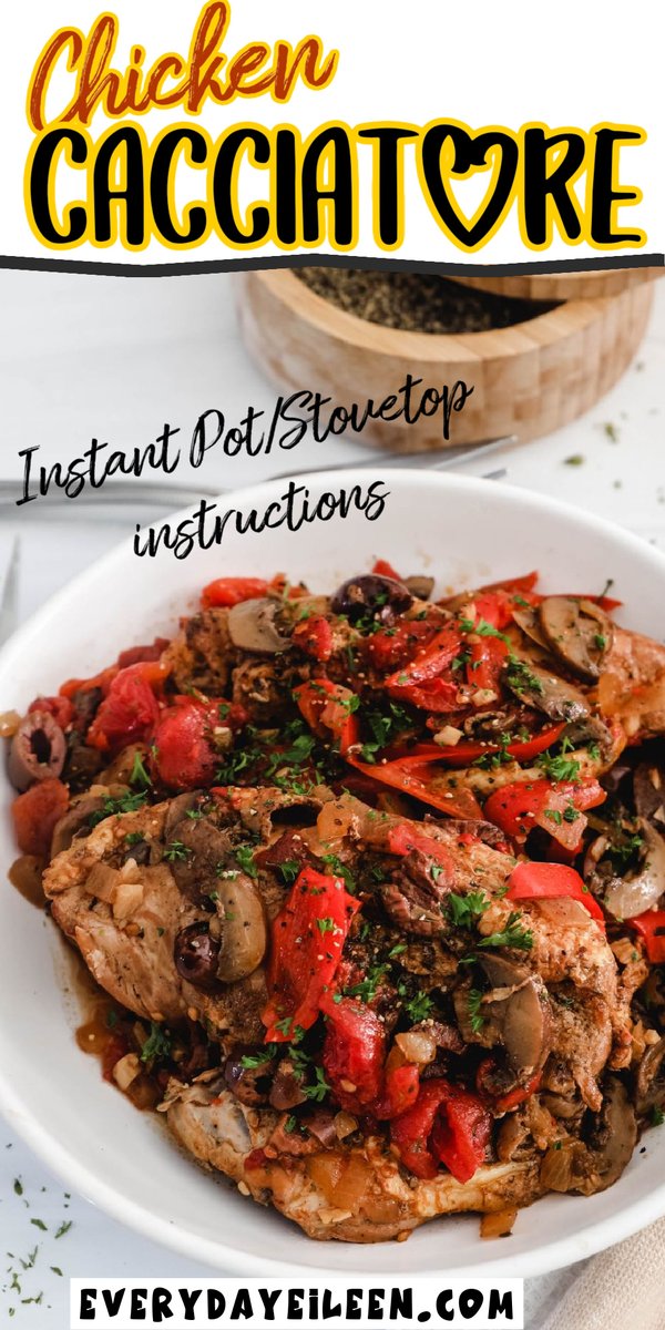 everyday_eileen's tweet photo. Easy Instant Chicken Cacciatore recipe is full of juicy tender chicken, peppers, and mushrooms in a hearty tomato sauce with olives and capers. A classic Italian dinner that is quick to prepare and enjoy. #instantpotchickencacciatore #instantpotrecipe https://t.co/vYPvoH8Xte https://t.co/W4qBuQda33