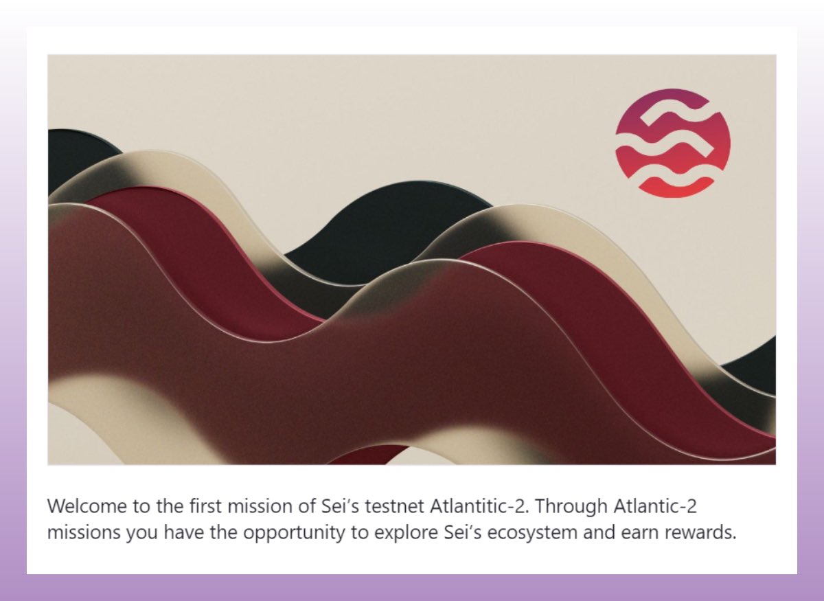 🚀Hướng dẫn Testnet Sei Full HD không che 4k🚀

#Sie có nhiệm vụ📑 mới!!!

✨Hoàn thành 3 nhiệm vụ Sei Testnet và kiếm 500 điểm.
Những điểm này chắc có lẽ sẽ có ích cho airdrop của. Vì vậy, mọng mọi người hãy SURE KÈO👌.

👑Vì nó 100% MIỄN PHÍ.
Cùng làm nhá 👇