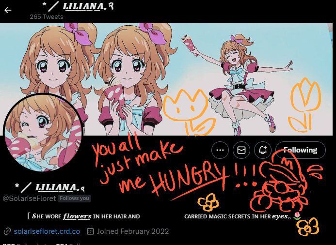 <a href="/SolariseFloret/">‍ ‎ ‎ ‎ ‎ ‎ * ╱ ‎ 𝑳͟𝑰͟𝑳͟𝑰͟𝑨͟𝑵͟𝑨｡༢</a>