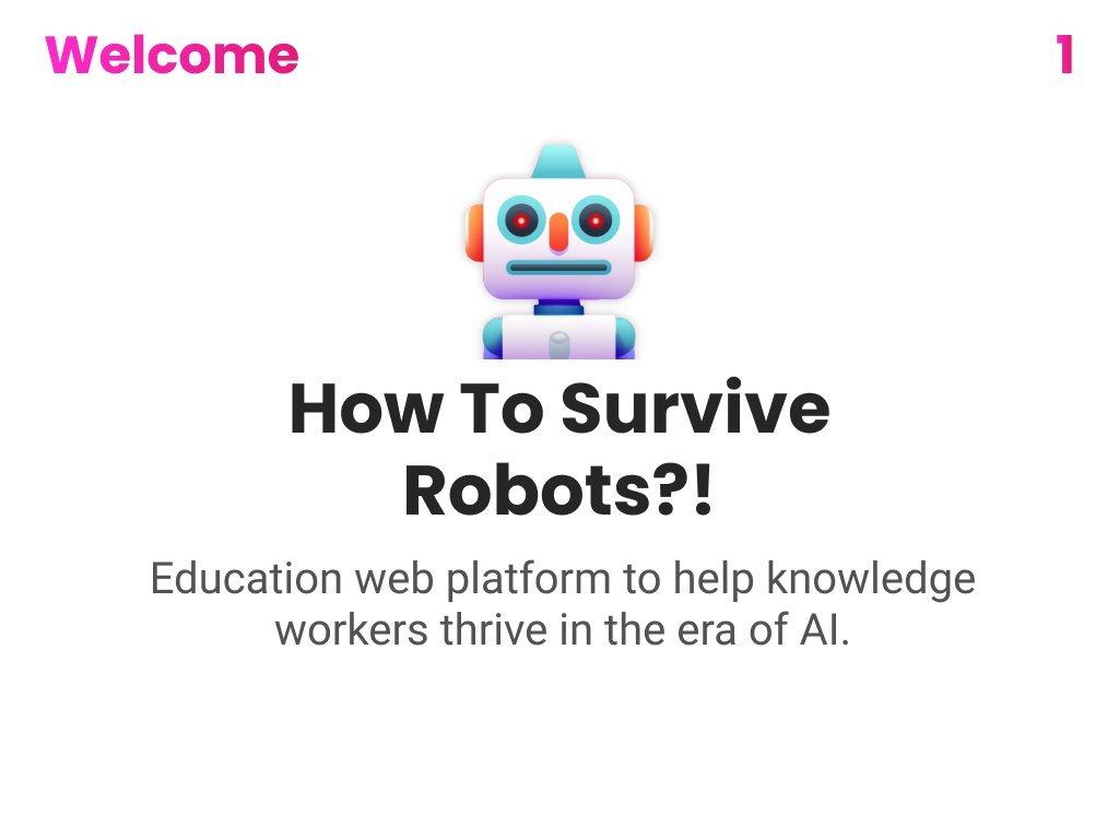 SurviveRobots's tweet photo. i'm building a slide presentation to send to some investors!

(if you're interested i can send it to you on dm)

this is what i'm aiming for with @SurviveRobots, this is just slide 1: https://t.co/0OogagrJFH