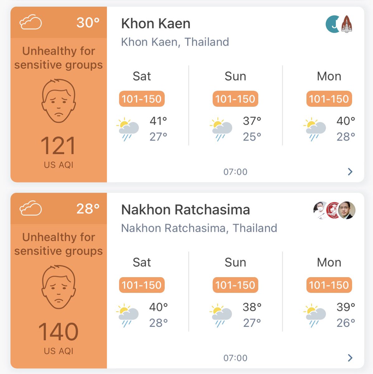 RichardBarrow's tweet photo. 😷 There’s no way of escaping the bad air quality in #Thailand today. Hua Hin in the South is nearly as bad as Chiang Mai in the North. Even the islands of Samui and Phuket are considered unhealthy today.

#ฝุ่นPM #ฝุ่นภาคเหนือ #BangkokSmog #ฝุ่นกรุงเทพ #ฝุ่นกทม https://t.co/FqyvirDsSr