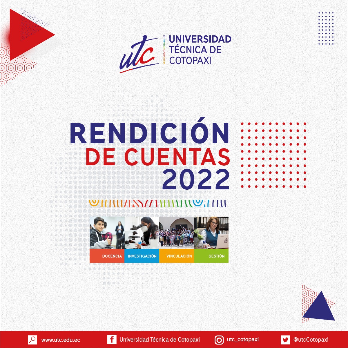 utcCotopaxi's tweet photo. 🔴 #RendiciónDeCuentas
Te invitamos a revisar la Rendición de Cuentas correspondiente al año 2022. En esta presentación, podrás conocer en detalle la gestión de nuestra universidad en el último año. 👉🏻 https://t.co/MRyTcdgvaT 👈🏻
#SoyUTC
#UTCTransparente https://t.co/kmXPq4S4tq