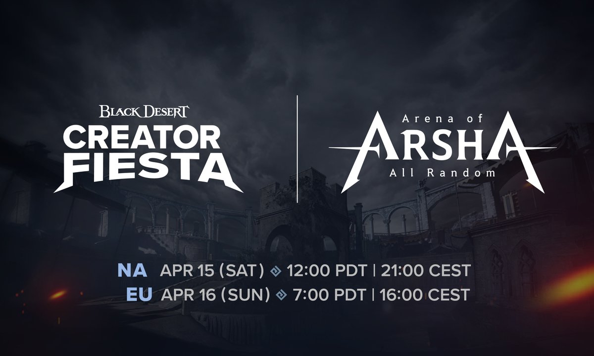 NewsBlackDesert's tweet photo. Watch your favorite #BlackDesert streamers go head to head using a class they've never played before in the Creator Fiesta! ⚔️
Earn Twitch Drops too! 

Check out the participating streamers below and tune in this weekend! 👇
https://t.co/CeV2ZranFC https://t.co/3TqxRKJH0w
