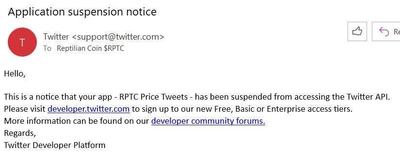 ReptilianCoin's tweet photo. Humans! Our mentally challenged third cousin, Elonore, has put a stop to the RPTC price bot for now. Stay tuned. https://t.co/A7zJzRUSe9